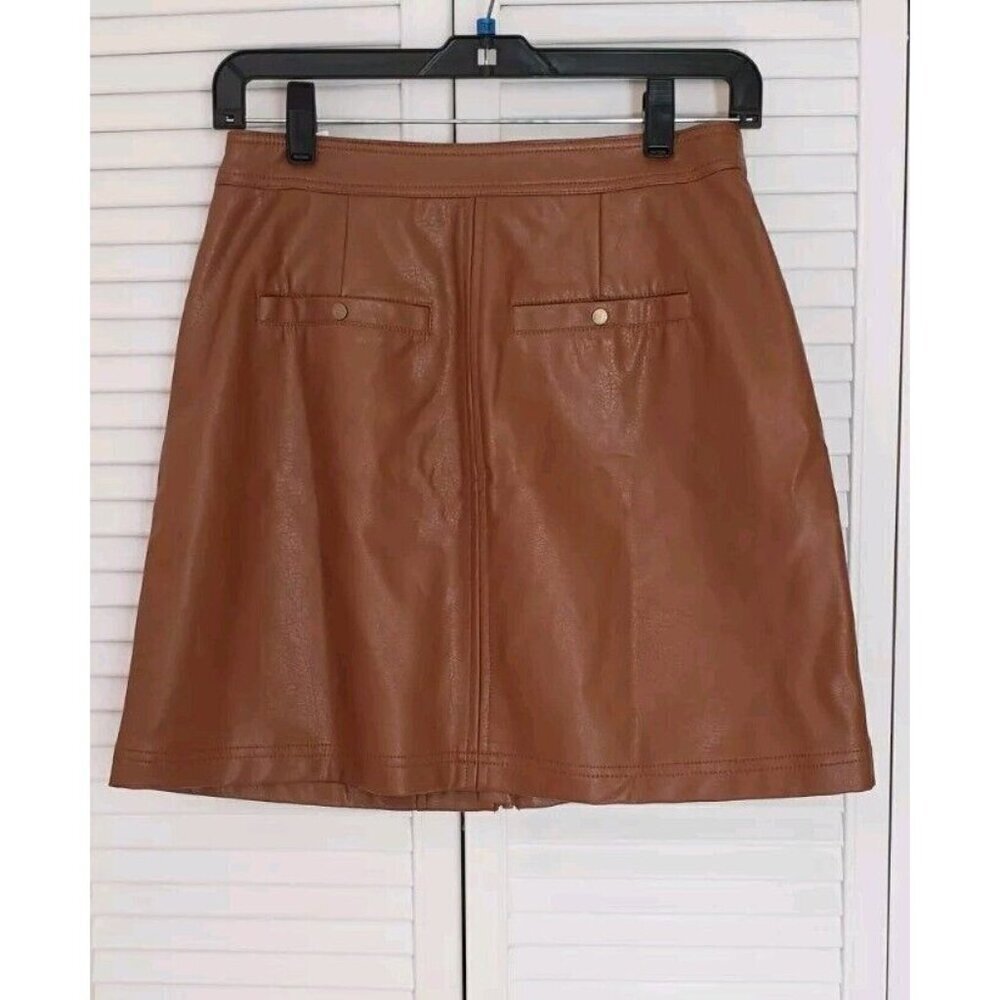 NWT PILCRO BY ANTHROPOLOGIE  FAUX LEATHER CEDAR FRONT ZIPPER MINI DRESS SZ 6 - Picture 6 of 10
